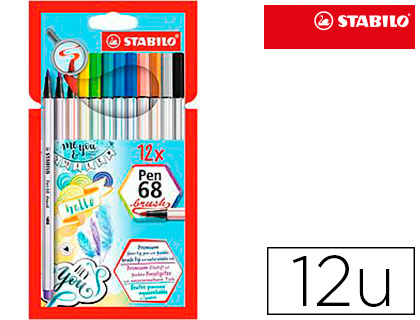 12 rotuladores Stabilo Pen 68 Brush punta pincel acuarelable